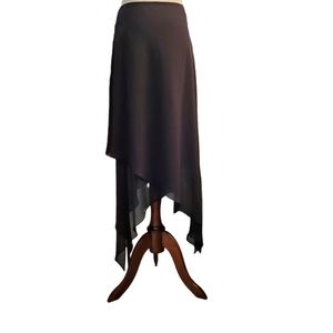 ●JEFFREY AND DARA EVENING SKIRT LAYERED CHIFFON BLACK ASYMMETRICAL SZ 8 VINTAGE